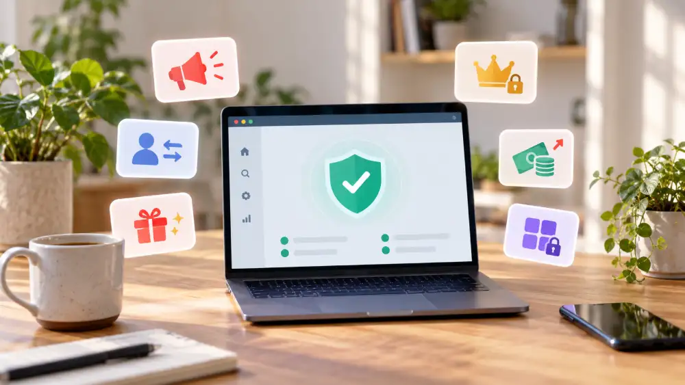 Schéma des modèles économiques des antivirus gratuits : freemium, publicité, télémétrie et données 