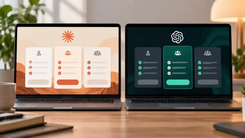 Side-by-side of Claude and ChatGPT subscription prices at $20 per month