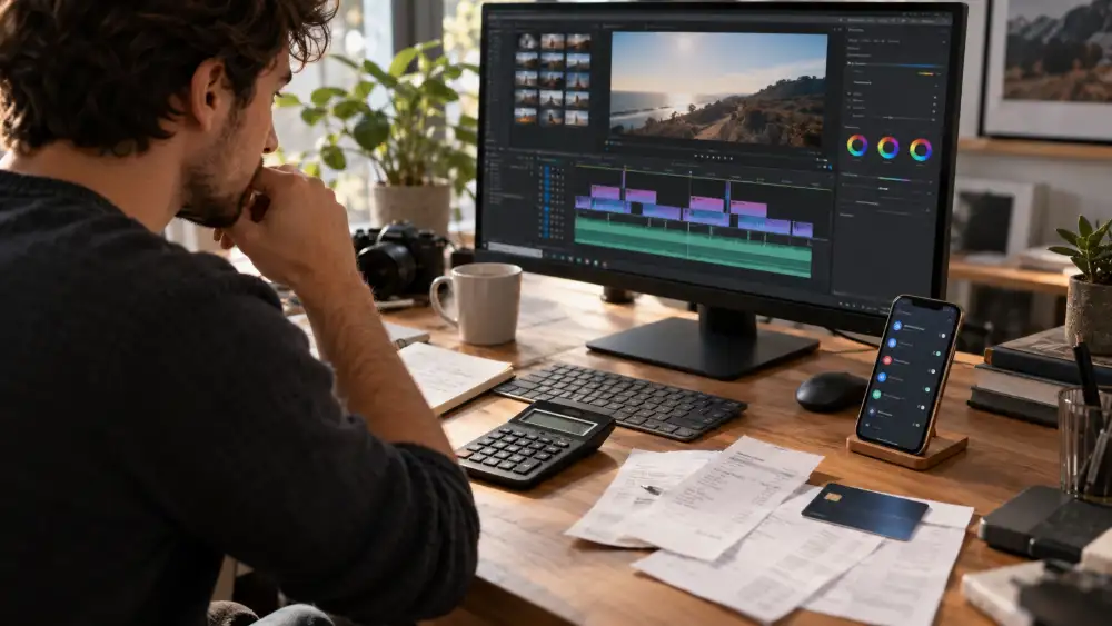 Tableau des coûts sur trois ans des logiciels de montage vidéo, abonnement contre licence perpétuelle