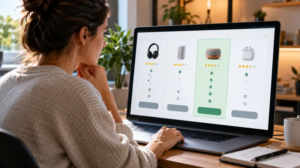 Tableau comparatif WordPress avec ligne de verdict, en-tête collant et bouton d'action