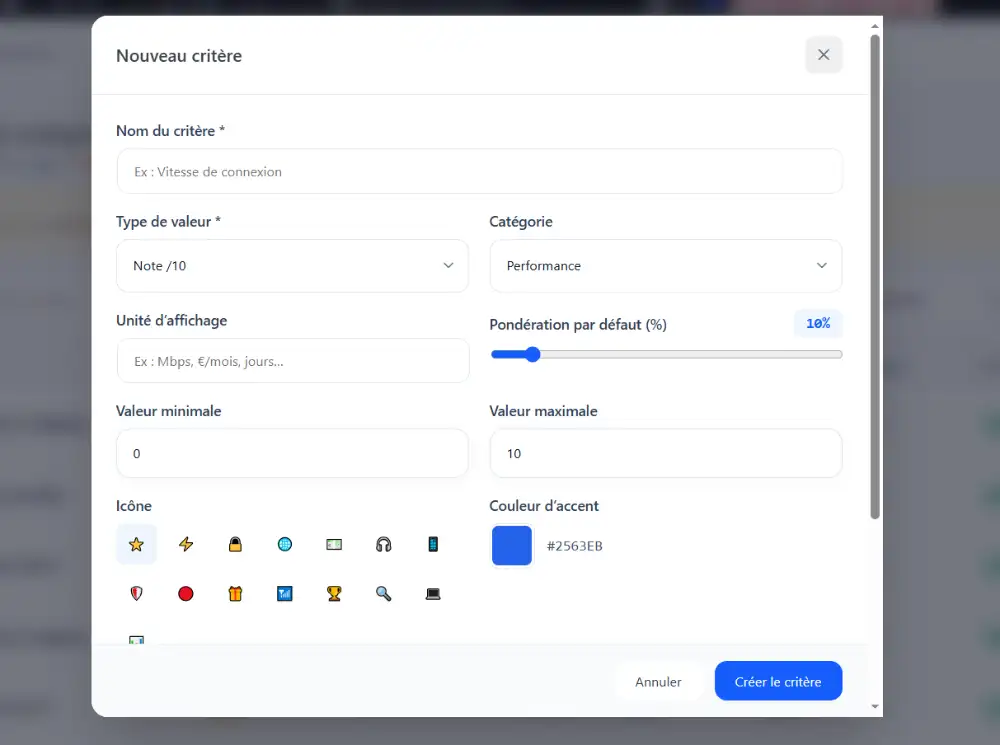 Créer un critère dans le plugin CritiquePlus Comparator