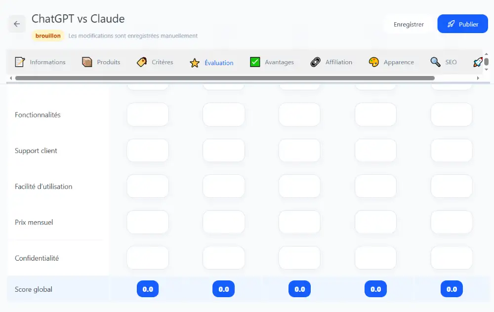 Donner son verdict dans le plugin CritiquePlus Comparator 
