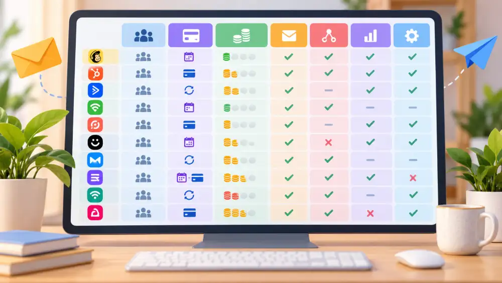 Logos des dix alternatives à Mailchimp comparées dans ce guide 2026