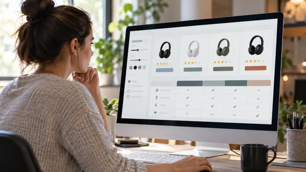 Interface d'un plugin comparateur WordPress avec tableau filtrable et notation multi-critères