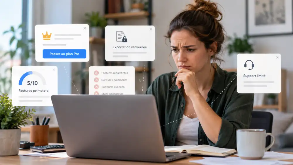 Points de vigilance d'un logiciel de facturation gratuit : plafonds cachés, export verrouillé, migration