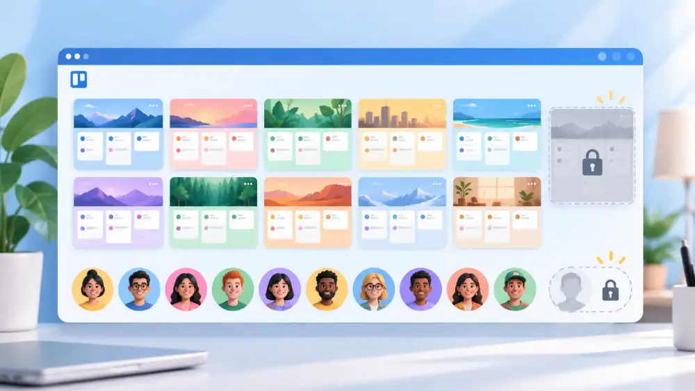Limites du plan gratuit de Trello : dix tableaux et dix collaborateurs par espace de travail