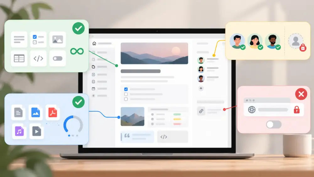 Ce que le plan gratuit de Notion autorise et interdit réellement : blocs, fichiers, invités et domaine personnalisé 