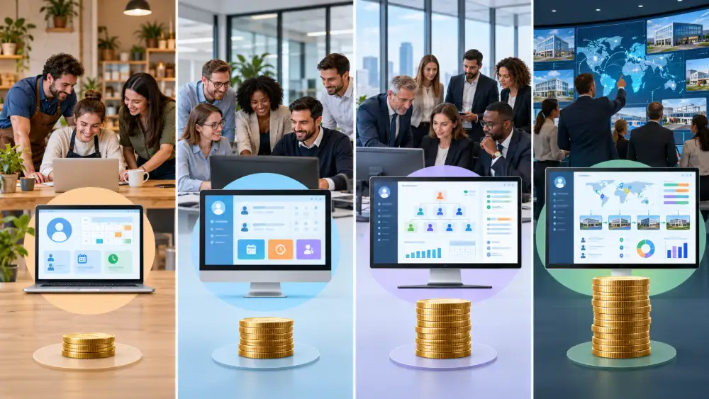 Meilleur logiciel RH - Choix d'un logiciel de gestion du personnel par taille : TPE, PME, ETI et organisations multi-sites, avec le coût annuel associé