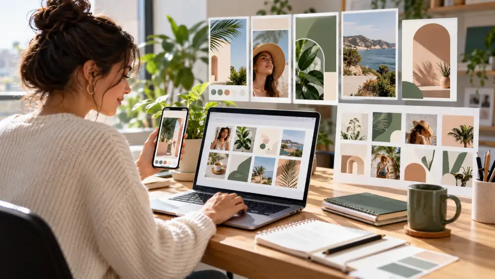 Alternatives à Canva pour les réseaux sociaux : cadence de production, formats stories et posts, et mémoire de marque sur le plan gratuit