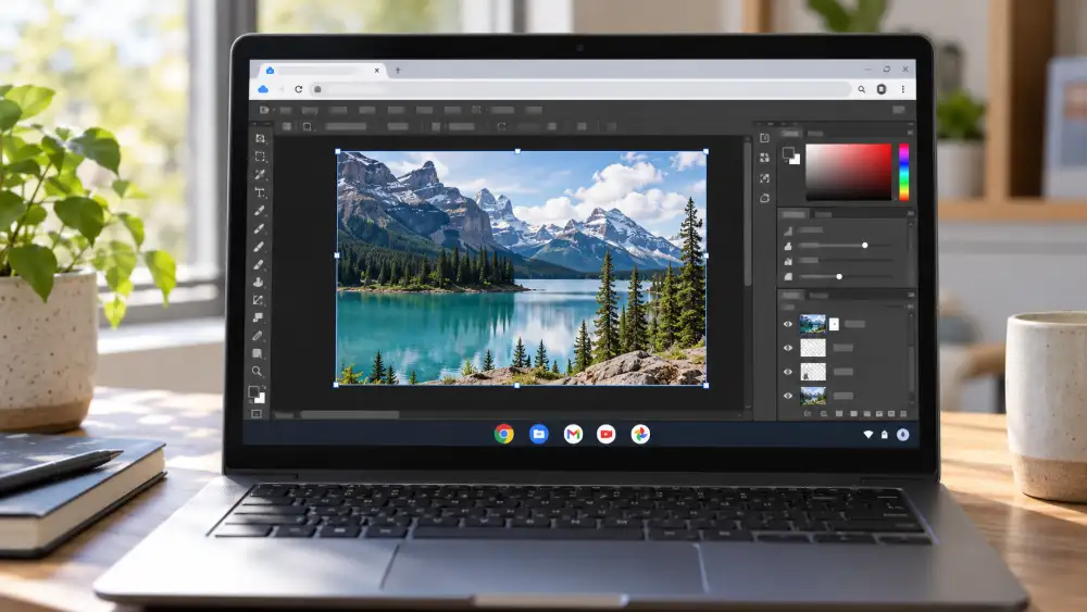 Photopea utilisé dans ChromeOS pour ouvrir un PSD sans installation