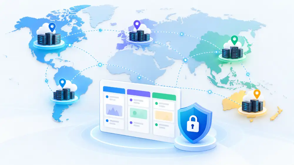Carte des régions d'hébergement Trello et de la résidence des données Atlassian